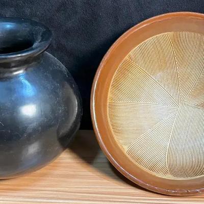 Pottery monochrome water jug other bowl