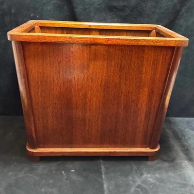 Vintage mcm nucraft walnut wastebasket