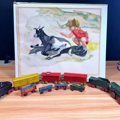 Strombecker wooden train pieces other items