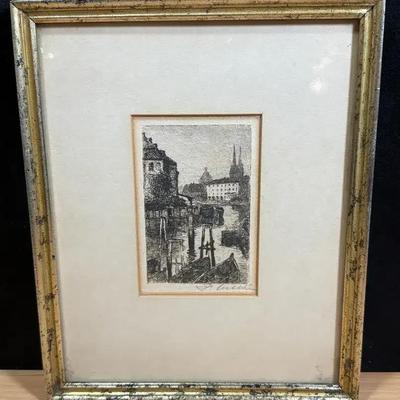Antique lithograph hamburg