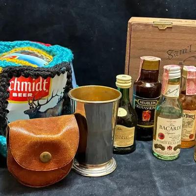 Schmidt beer can novelty hat collapsible cup and cigar box