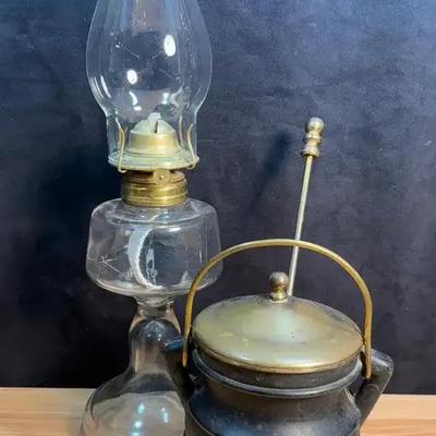 Vintage Oil Lamp & Smudge Pot