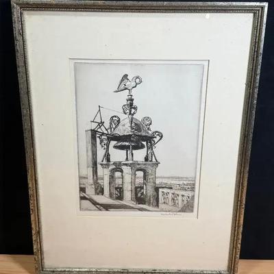 L'oiseau de bourges" etching by malcolm osborne