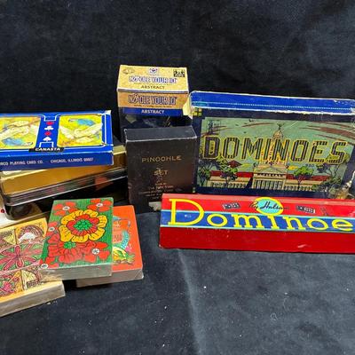 Vintage dominos and playing cards