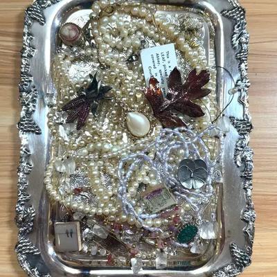 Tray of jewelry to repurpose