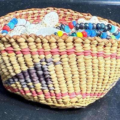 Makah miniature basket with shells