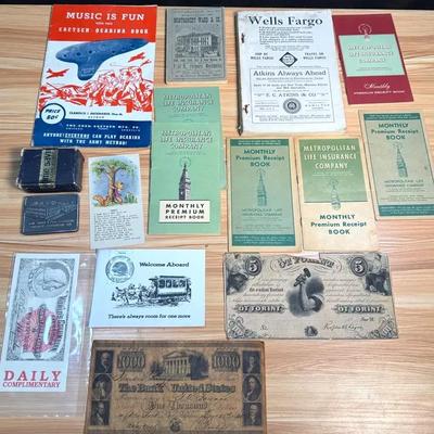 Hungarian bank note other random ephemera