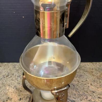 Vintage Princess House Brass / Copper Toned Drip Tea Or Coffee Carafe Set - 1970s