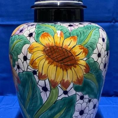 Amora Mexican Hand Painted Ginger Jar 20"h