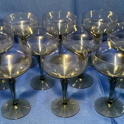 Orrefors Rhapsody Smoke Champagne Glasses Set of 12