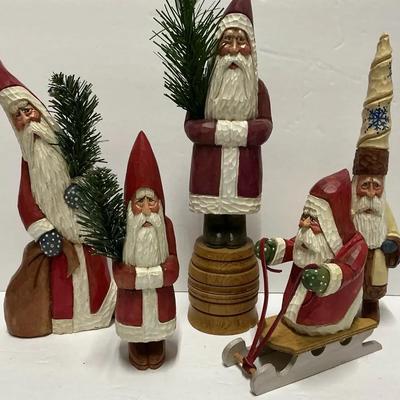 A. Stueler Hand Carved Wood Santas