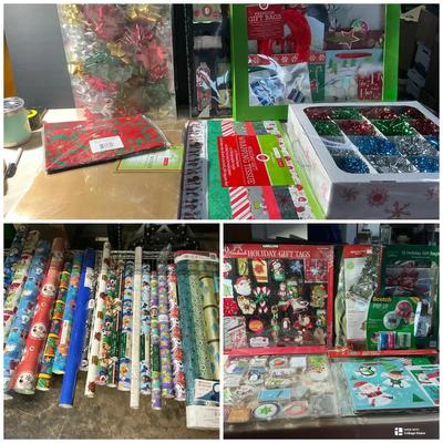 Large Lot Of Holiday Bags, Tags, Wrapping Paper And Accessories 