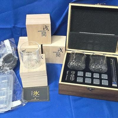 Sengen Japanese Kori Whiskey Glasses, Ice Stones