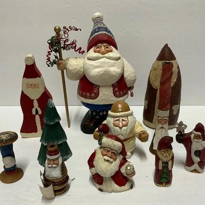Assorted Hand Carved & Painted Santas