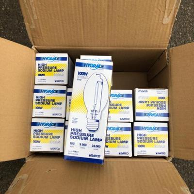 Eleven Hygrade Satco 100 Watt High Pressure Sodium Bulbs