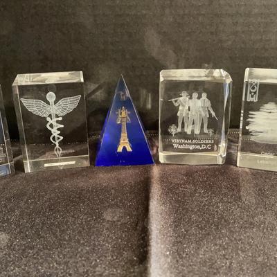 6 Laser Engraved Crystal Paperweights