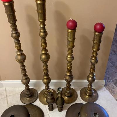 Brass Candle Holders And Extenstion Pieces