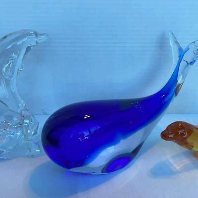Trio Of Glass & Crystal Sea Animals