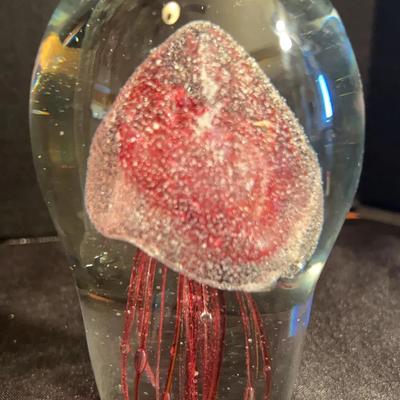 Glass Jellyfish Paperweight