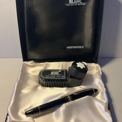 Mont Blanc Fountian Pen And Inkwall