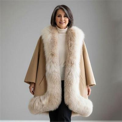 Lot 010  
Tilly Heitner Original Lynx Fur Trimmed Cape Wrap Coat