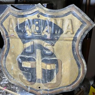 Vintage Stamped Metal Alabama U.S. 90 Road Sign 