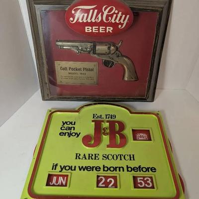 Falls City Beer And J&B  Scotch Signs 