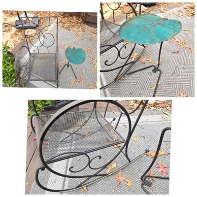 Wrought Metal Patio Rocking Chair & Leaf Design Table