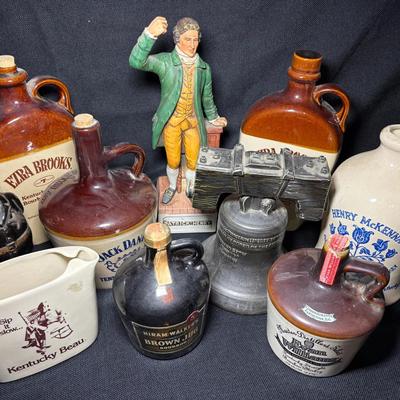 Vintage Decanters, Crock Jugs-Jack Daniel’s, Henry McKenna, Evan Williams