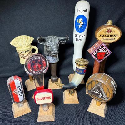 Various Bar Taps-Amstel, Red Wolf, Legend, Red Dog, Blatz, Michelob, & More