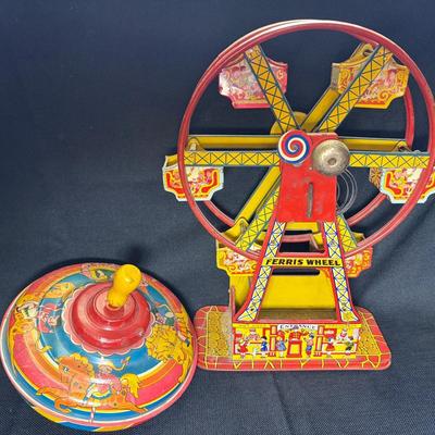 Vintage J Chein Hercules Ferris Wheel & Spinning Top