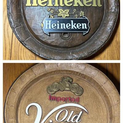Heineken & Old Vienna Beer Barrel Advertising Signs