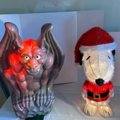 Lighted Snoopy And Gargoyle 
