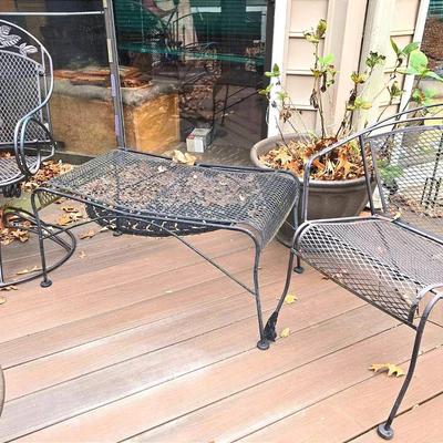 3 Piece Wrought Metal Patio 2 Chairs & Table