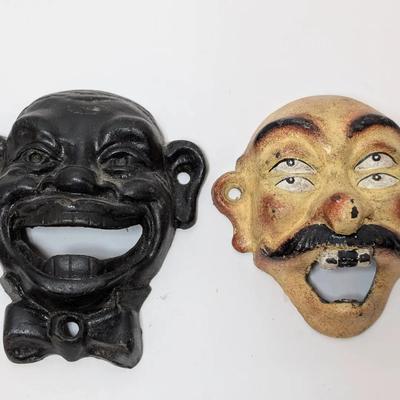 2 Vintage Cast Iron, Wall Mounted Bottle Openers