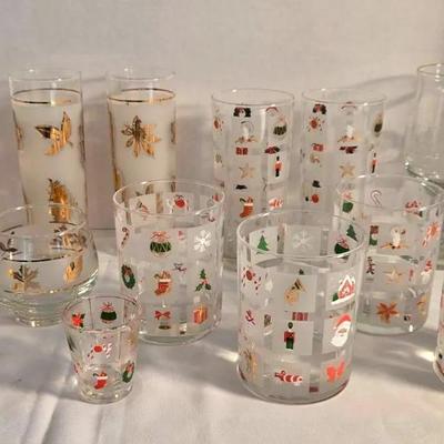 MCM Culver Christmas Barware, Vintage Glasses