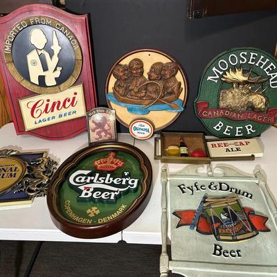 Collection Of Plastic Wall Advertising Beer Plaques 