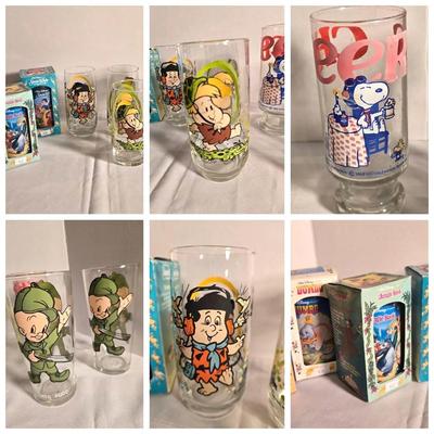 Collection of Vintage Character Glasses: Disney, Elmer Fudd