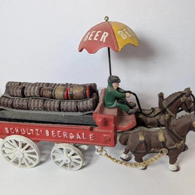 Cast Iron Horse Drawn Beer Wagon