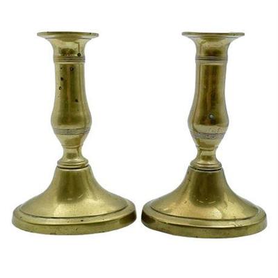 Sale Photo Thumbnail #19: Lot 067   
Pair Antique Brass Candlesticks