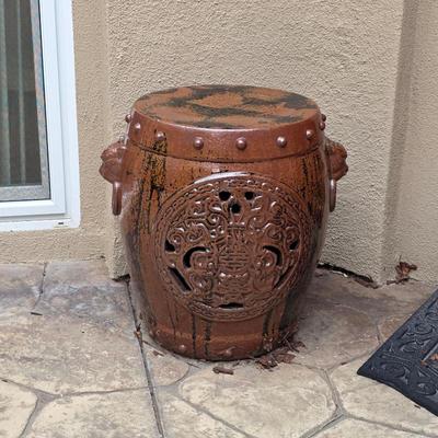 Large dragon medallion garden stool