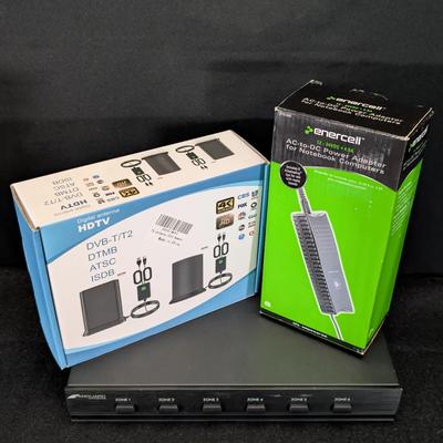 HDTV Antenna, Laptop Charger, Vanguard Dynamics SS-6 Speaker Selector