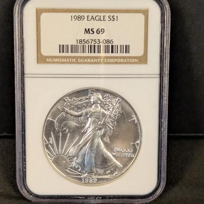1989 American Silver Eagle – NGC MS69 – 1 oz .999 Fine Silver