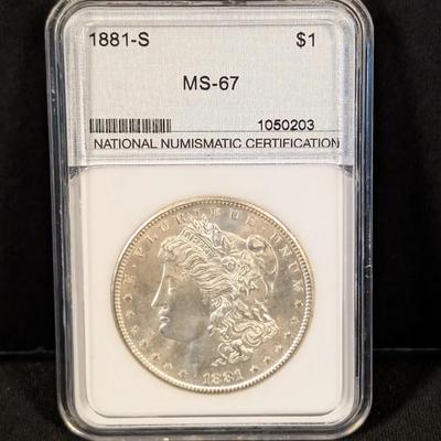 1881 S Morgan Silver Dollar (MS65+)