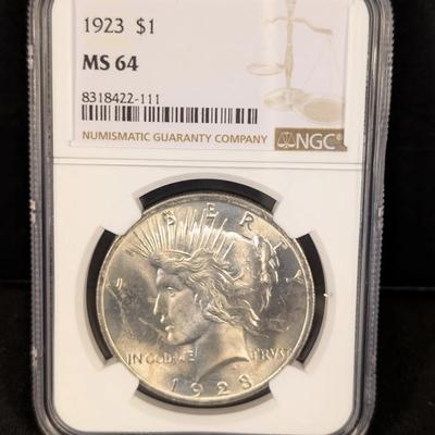 1923-S Peace Dollar – NGC MS64 – San Francisco Mint – 90% Silver