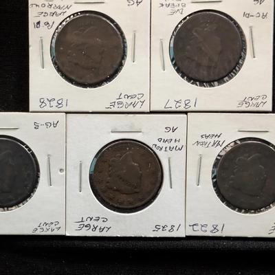 Large Cent Collection 1822-1828 5 PCS