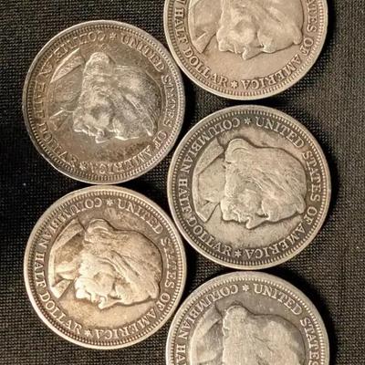 5 1892/1893 Columbian Exposition Half Dollars