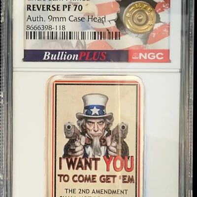 2025 Niue Uncle Same Primes Reverse PF70 with Embedded 9mm Case