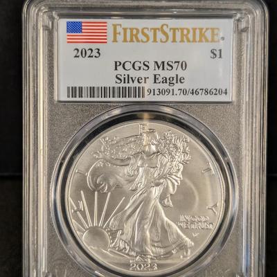 2023 American Silver Eagle – PCGS MS70 – 1 oz .999 Fine Silver – Type 2 Reverse