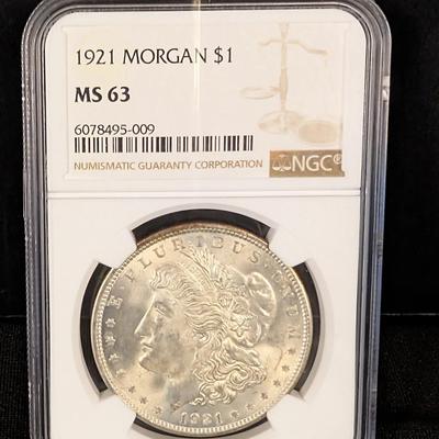 1921 Morgan Silver Dollar NGC MS63
